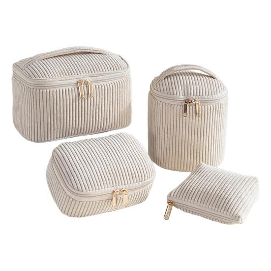 4 шт./комплект Вельветовая косметичка Дорожный набор-органайзер для косметики Клетчатый Портативные милые мини-косметички Футляр для хранения Клатч кофейный