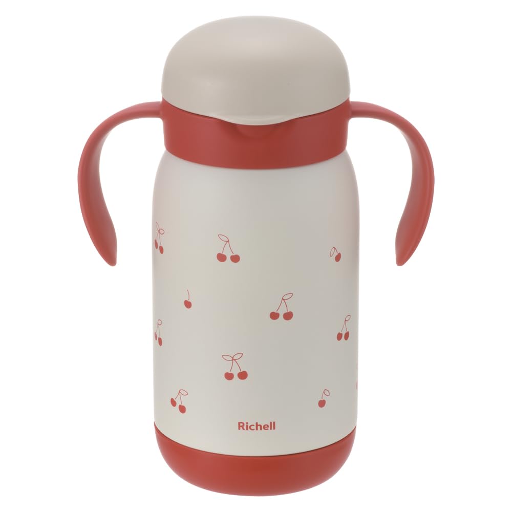 Richell Try Leak-Proof Insulated Straw Mug, 450ml, Red, 1 Mug, for Ages 7 Months and Up