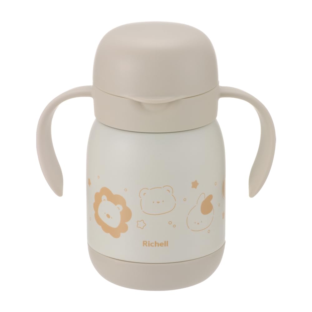 Richell Try Insulated Cup 1 for ages 8 months and up Easy-to-Drink Mug, 300ml, Beige, piece, бежевый