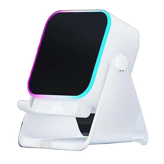 Беспроводной индукционный динамик с регулируемой подставкой для мобильного телефона, стереозвук, цветная подсветка белый