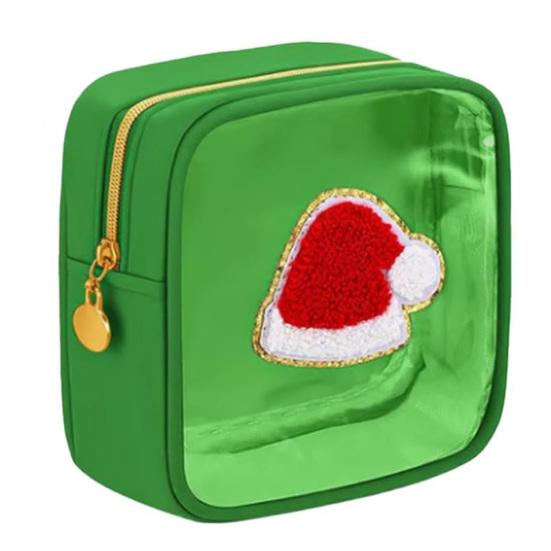 Рождественская косметичка Дед Мороз Снеговик Снежинка Колокольчик Узор Косметичка Застежка-молния Брызгозащитный Косметический Чехол A