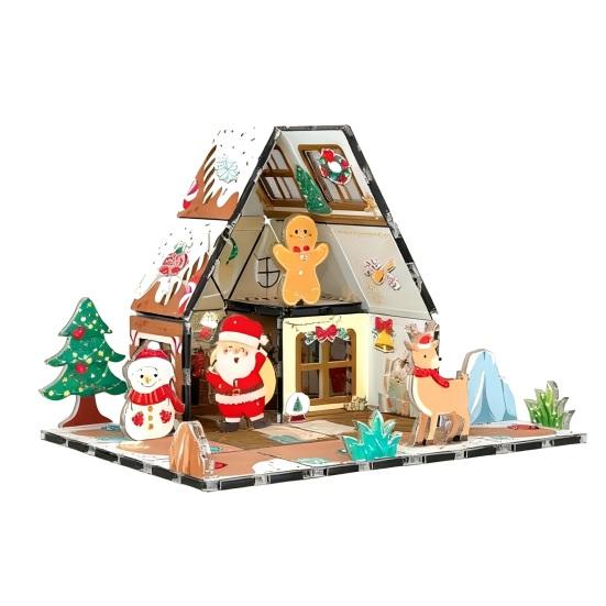 Magnetic Gingerbread House Building Set for Kids DIY Holiday Cookie House Toy with Magnetic Tiles Magnet Building Blocks